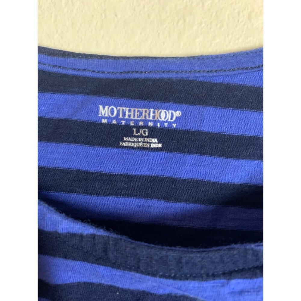 Motherhood Maternity Striped Long Sleeve T-Shirt Size Large Blue AE2 - Picture 4 of 5